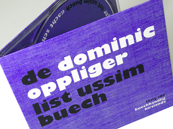 CD-Hülle Lesung Dominic Oppliger, Buchhandlung Hirslanden