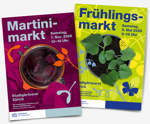 Plakat F4 für Frühlingsmarkt in der Stadtgärterei Zürich